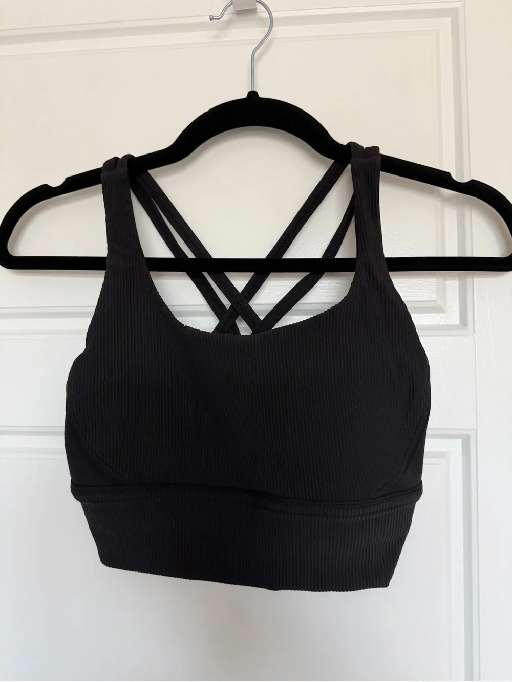Lululemon Energy Bra Long Line Black Ribbed Size 6